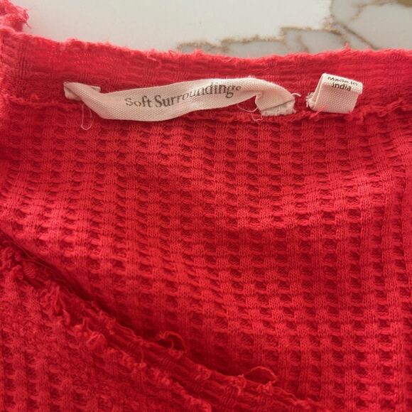 Soft Surroundings Top Waffle Knit My Time Shirt SZXL Pink Long Sleeve Button - Picture 7 of 11